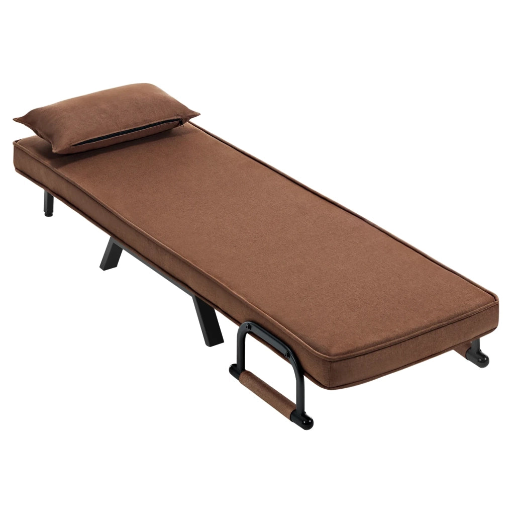 Sedia Letto Pieghevole 3 in 1 con Schienale Regolabile e Struttura in Metallo, 65x78x75 cm