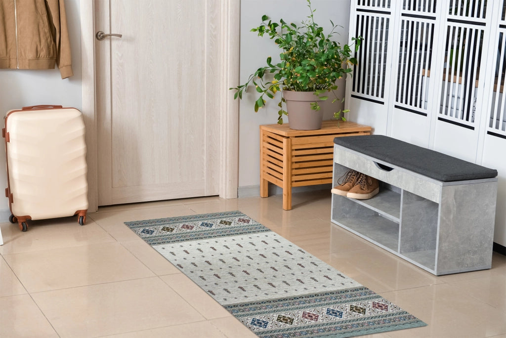 Tappeto Arredo Moderno Morbido in Ciniglia Ingresso Antiscivolo Prodotto Italiano  Soggiorno Camera Salotto Disegni Piazzati Cotone Varie Misure Grande Loom/Verde - 140x200 cm