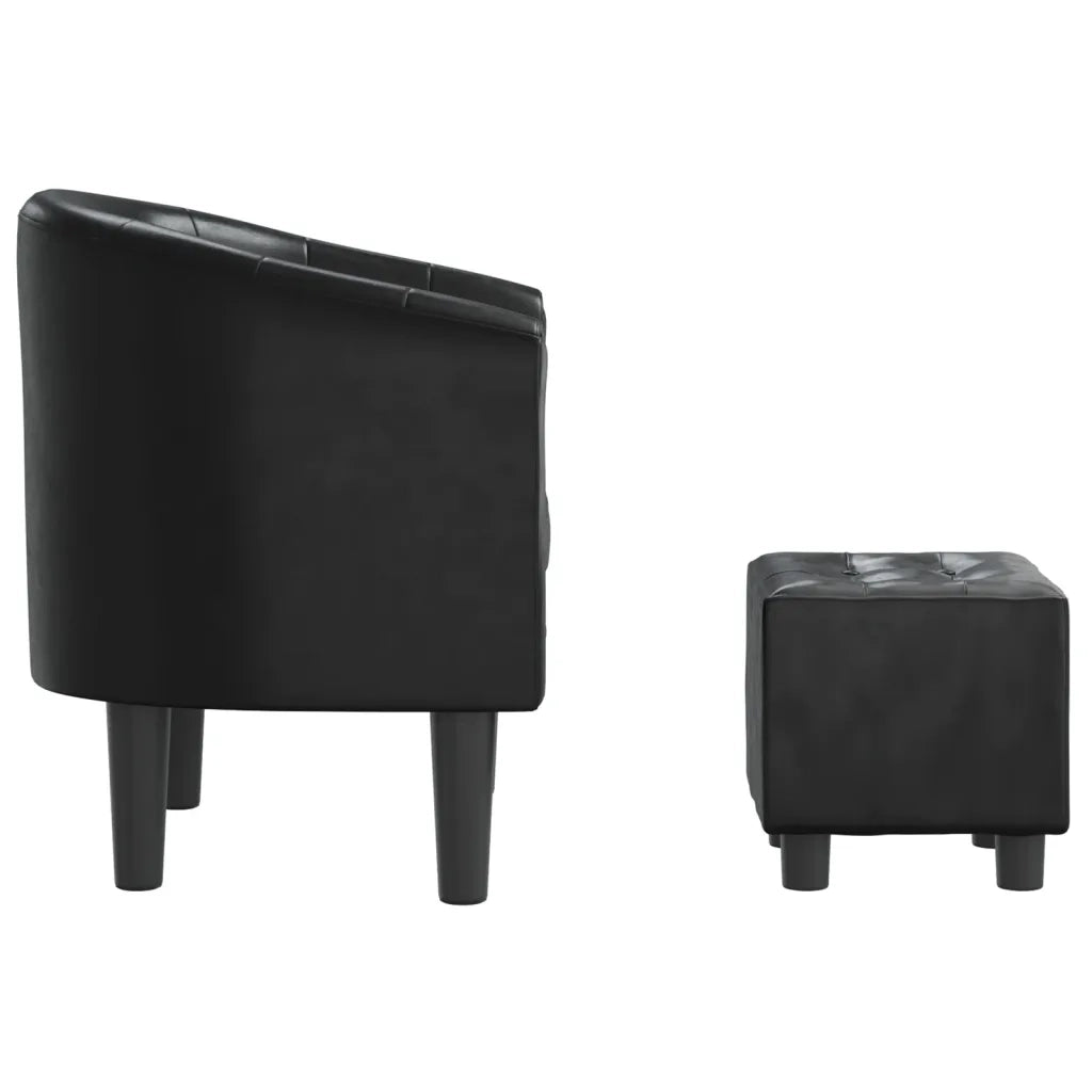 Poltrona Cabriolet e Poggiapiedi Nera Similpelle 356463