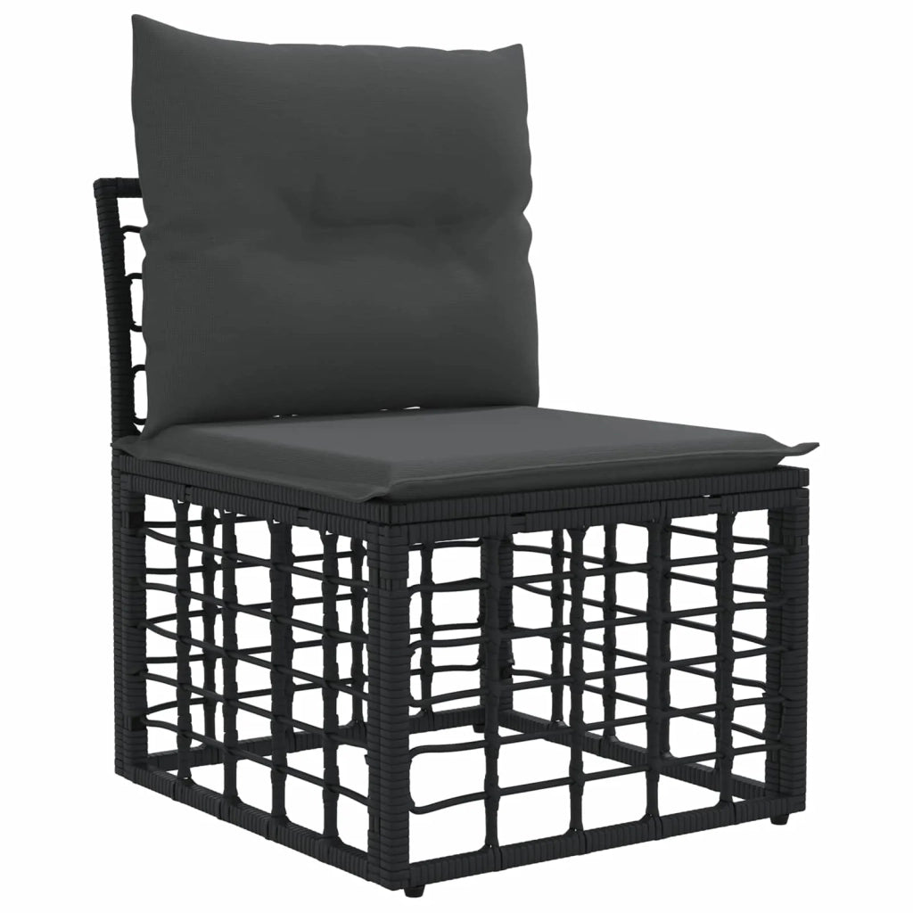 Set Divano da Giardino 12 pz Nero e Grigio scuro polyrattan 3437825