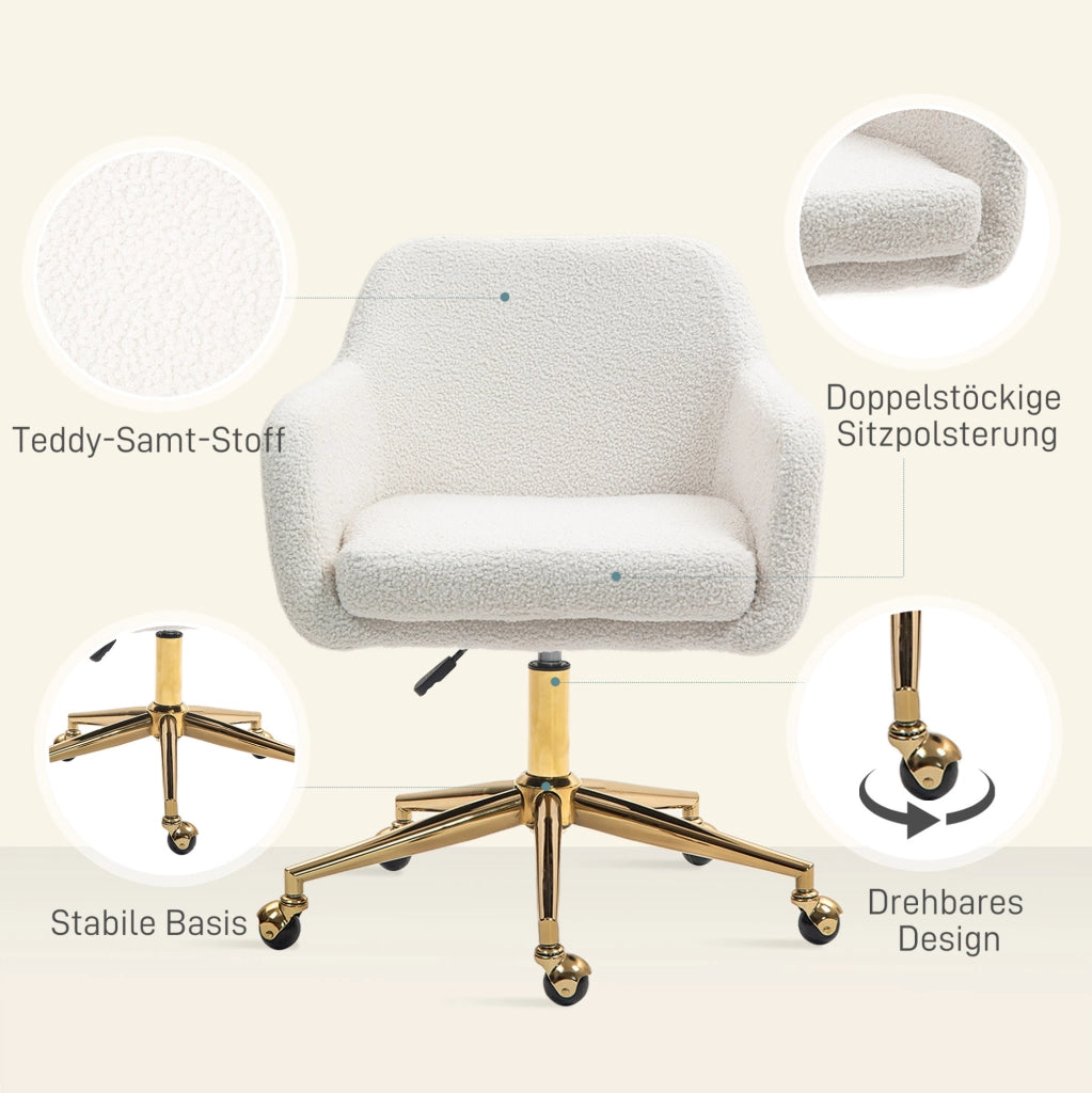 Sedia da ufficio ULEVR regolabile in altezza con braccioli, girevole 360¡ã, tessuto in poliestere bianco crema