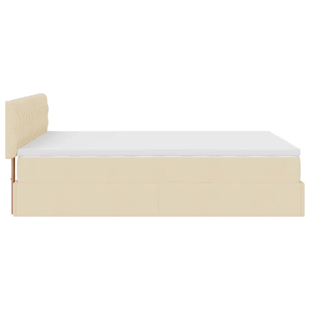 Pouf Letto con Materasso Crema 140x200 cm in Tessuto 3311551