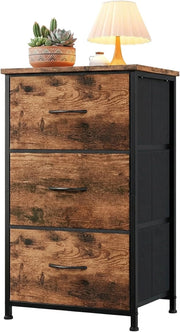 Cassettiera 3 Cassetti in Tessuto con Piano in Legno Mobiletto Multiuso Salvaspazio 40x30x75cm Marrone