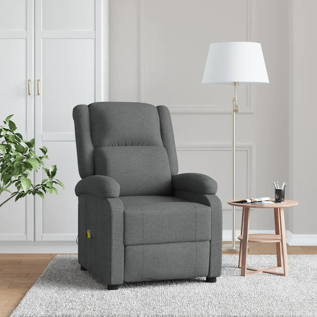 Poltrona Massaggiante | Sedia Relax Grigio Scuro in Tessuto