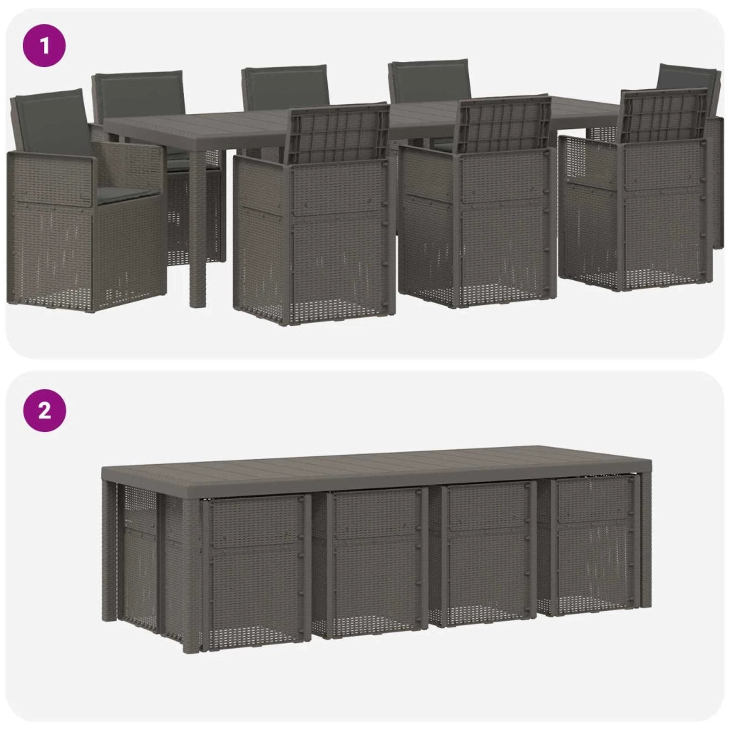 Set da Pranzo per Giardino 9 pcs Grigio chiaro e Antracite PP 3430100