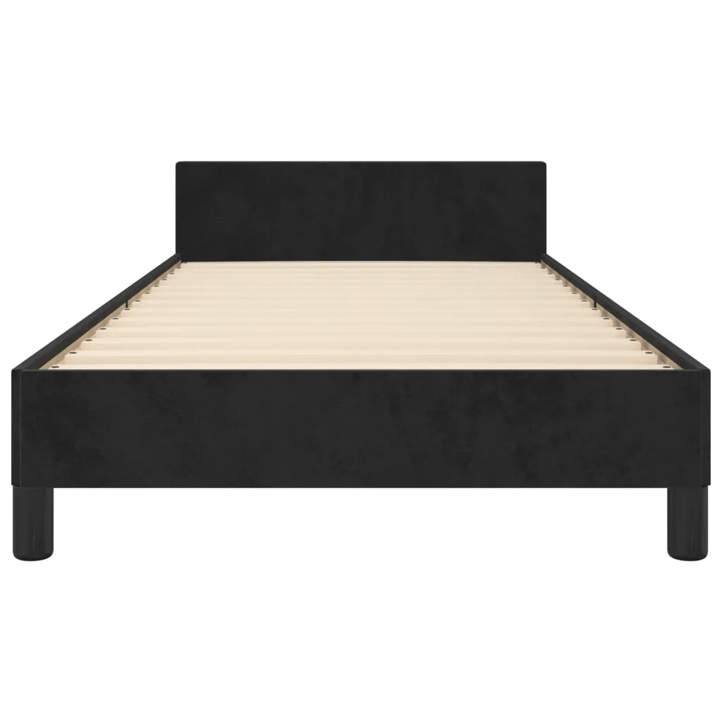 Letto singolo | Letto per adulti | Giroletto con Testiera Nero 80x200 cm in Velluto