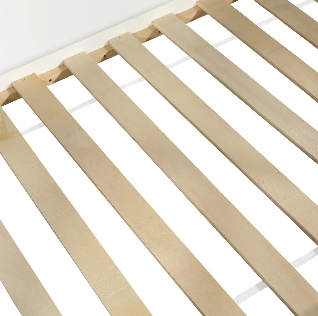 Letto a castello per bambini 90x200 cm con lavagna e scala inclinata in pino bianco