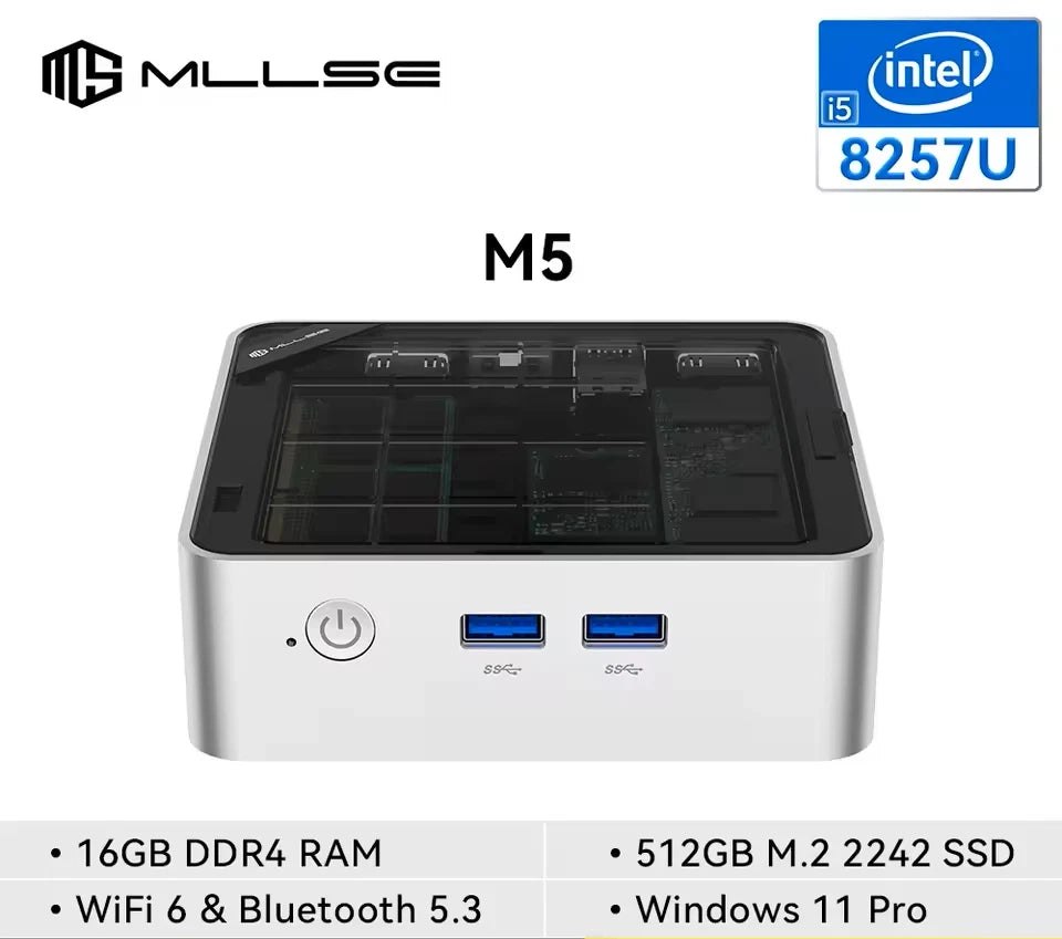 Mini PC processore Intel Core i5-8257U 16 GB RAM DDR4 SSD 512 GB Win 11 Pro