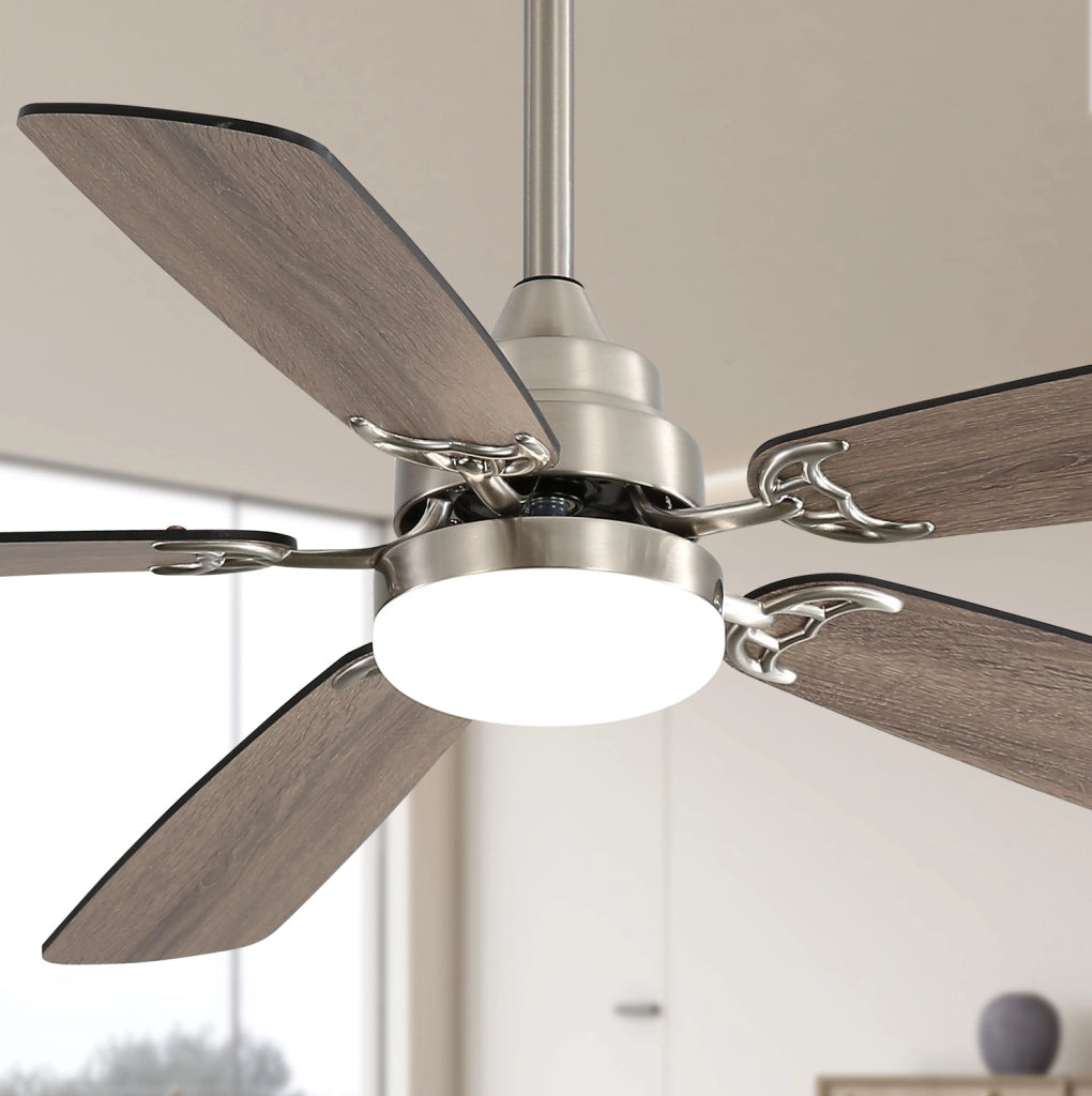 Ventilatore a soffitto YEAVIO 52" con LED dimmerabile, 6 velocità, 5 pale, telecomando e motore DC reversibile