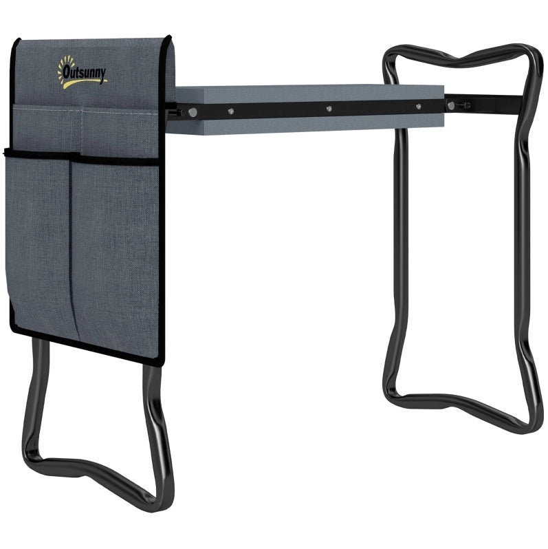 Panca inginocchiatoio da giardino pieghevole 2 in 1 in acciaio; grigia; 58x28x49 cm