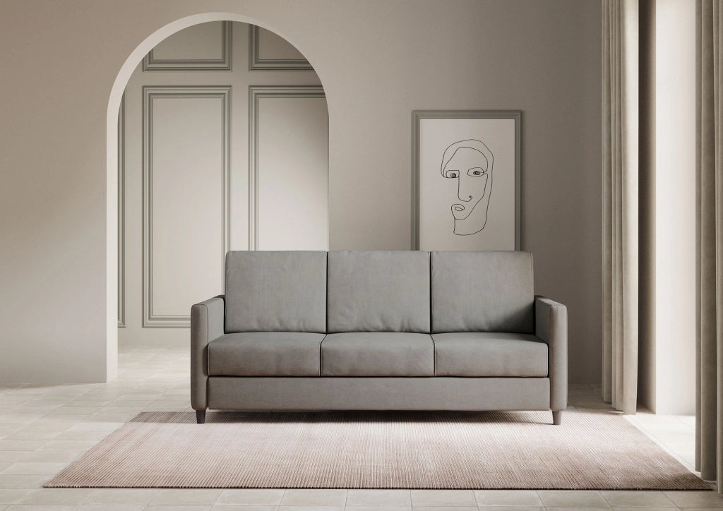 Divano 3 Posti 198x85x85 cm Karay in Tessuto Grigio