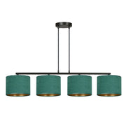 Lampadario Emibig Hilde 4 luci E27 verde oro nero tessuto