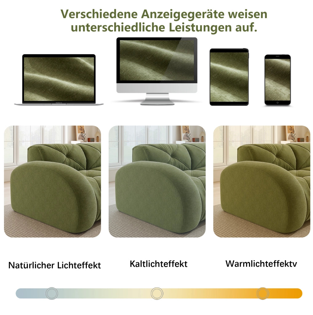 Pouf modulare in ciniglia verde con imbottitura 32D