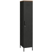 Armadio in metallo stile industriale con ripiani regolabili, nero, per camera da letto, garage e ufficio