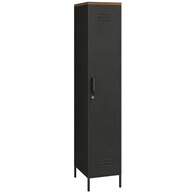 Armadio in metallo stile industriale con ripiani regolabili, nero, per camera da letto, garage e ufficio