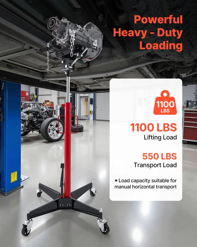 Cric Idraulico Telescopico GW-0.5 500 kg per Garage Sollevatore con Pedale Altezza 1270-2020 mm