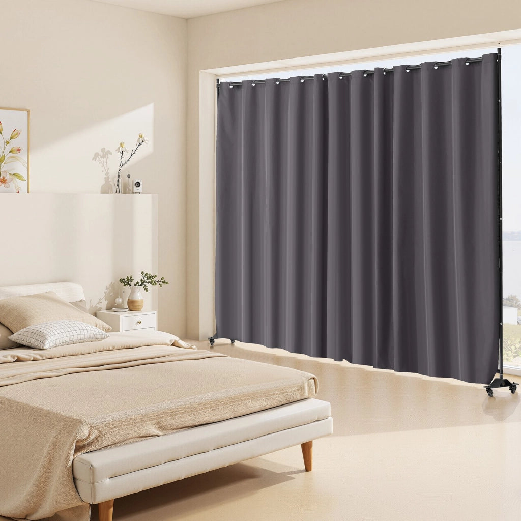 Pannello Divisorio per Ambienti con Ruote CLDMFGSH03 Schermo Privacy Portatile e Robusto per Casa e Ufficio Grigio 308,5x45x245,5 cm