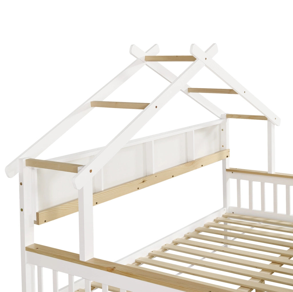 Letto per bambini a casetta con sponde, cassetti e spazio contenitore