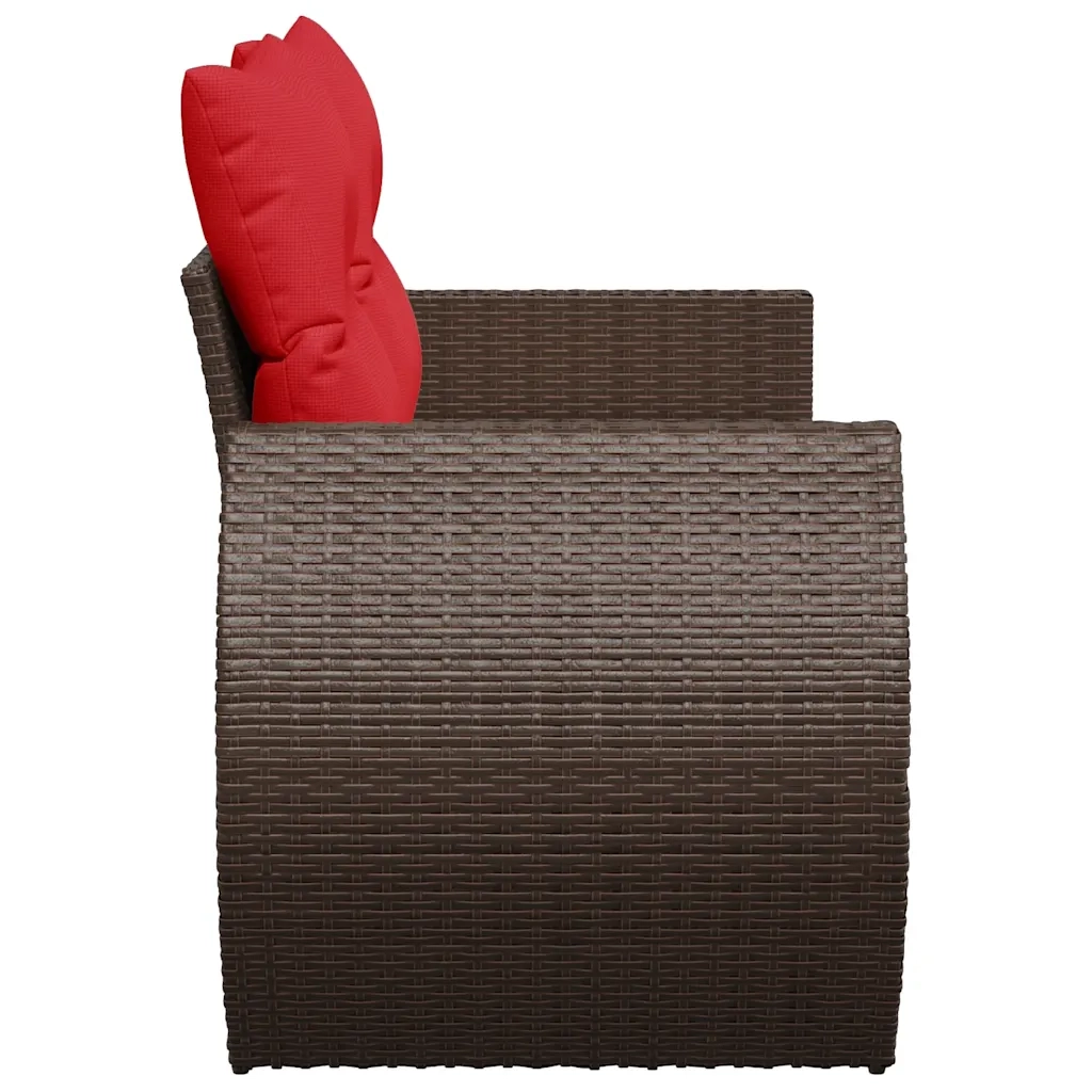 Divano da giardino con cuscini a 2 posti marrone in polyrattan 366245