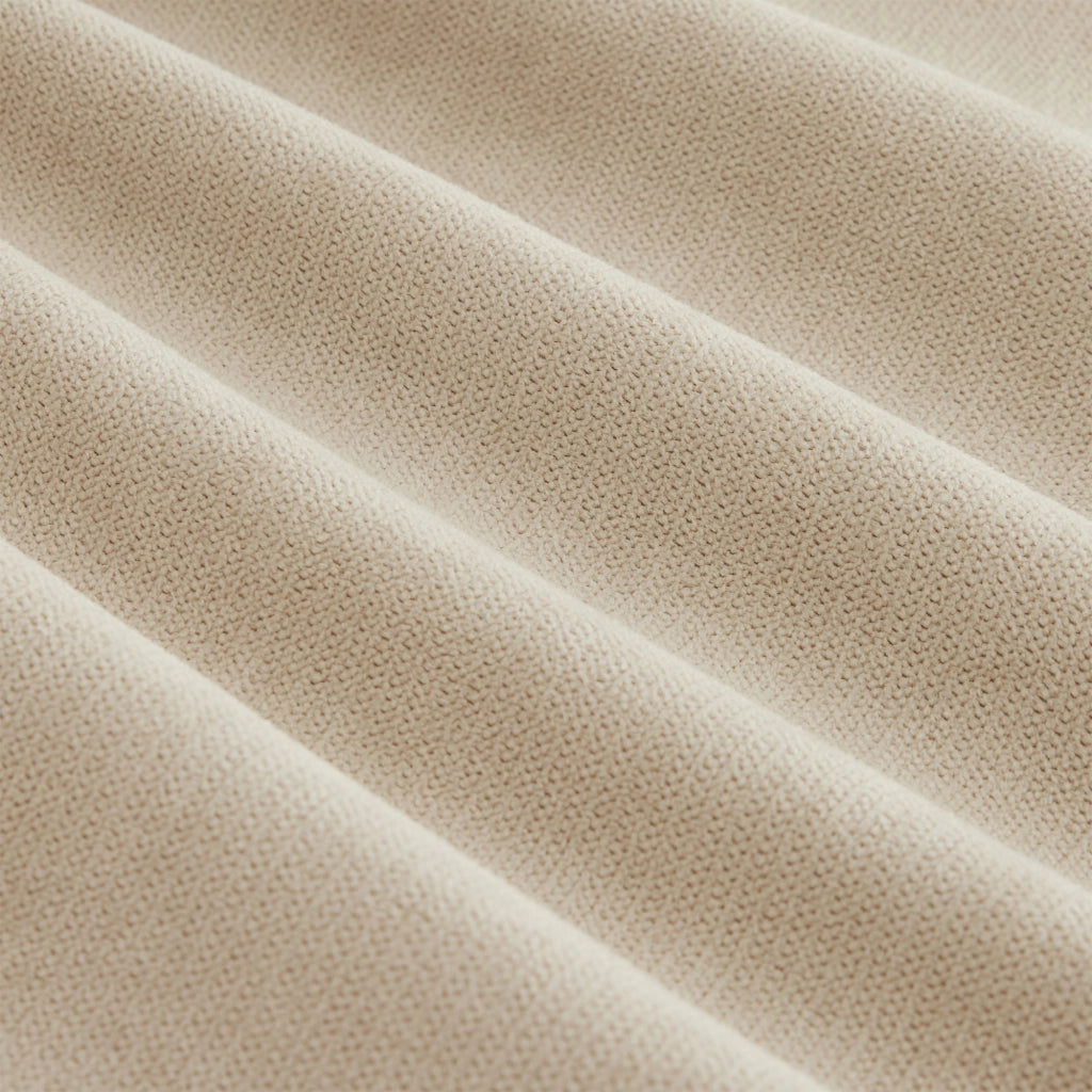 Divano modulare 220x194x85 cm 5 posti con poggiapiedi mobile in tessuto effetto lino beige