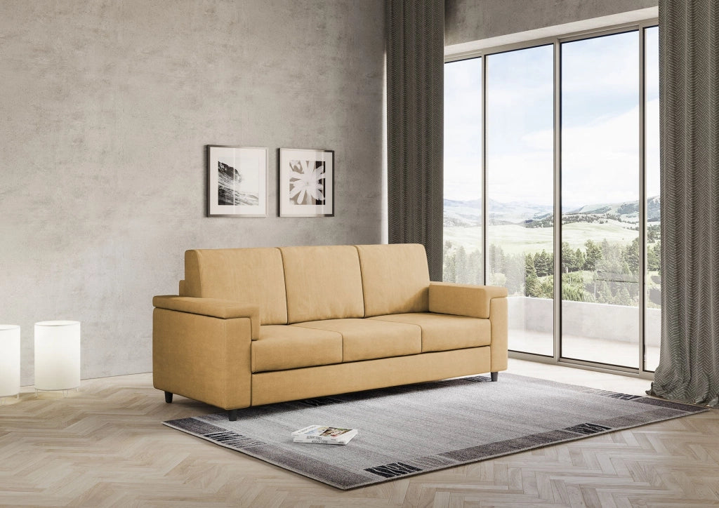 Divano 3 Posti 208x85x85 cm Marrak in Tessuto Ocra