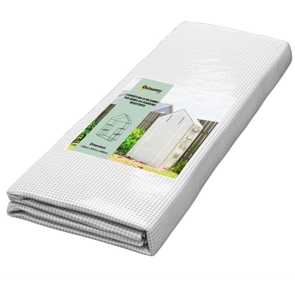 Copertura Serra da Giardino in PE con Porta a Cerniera e Finestre, 140x73x190 cm, Bianco