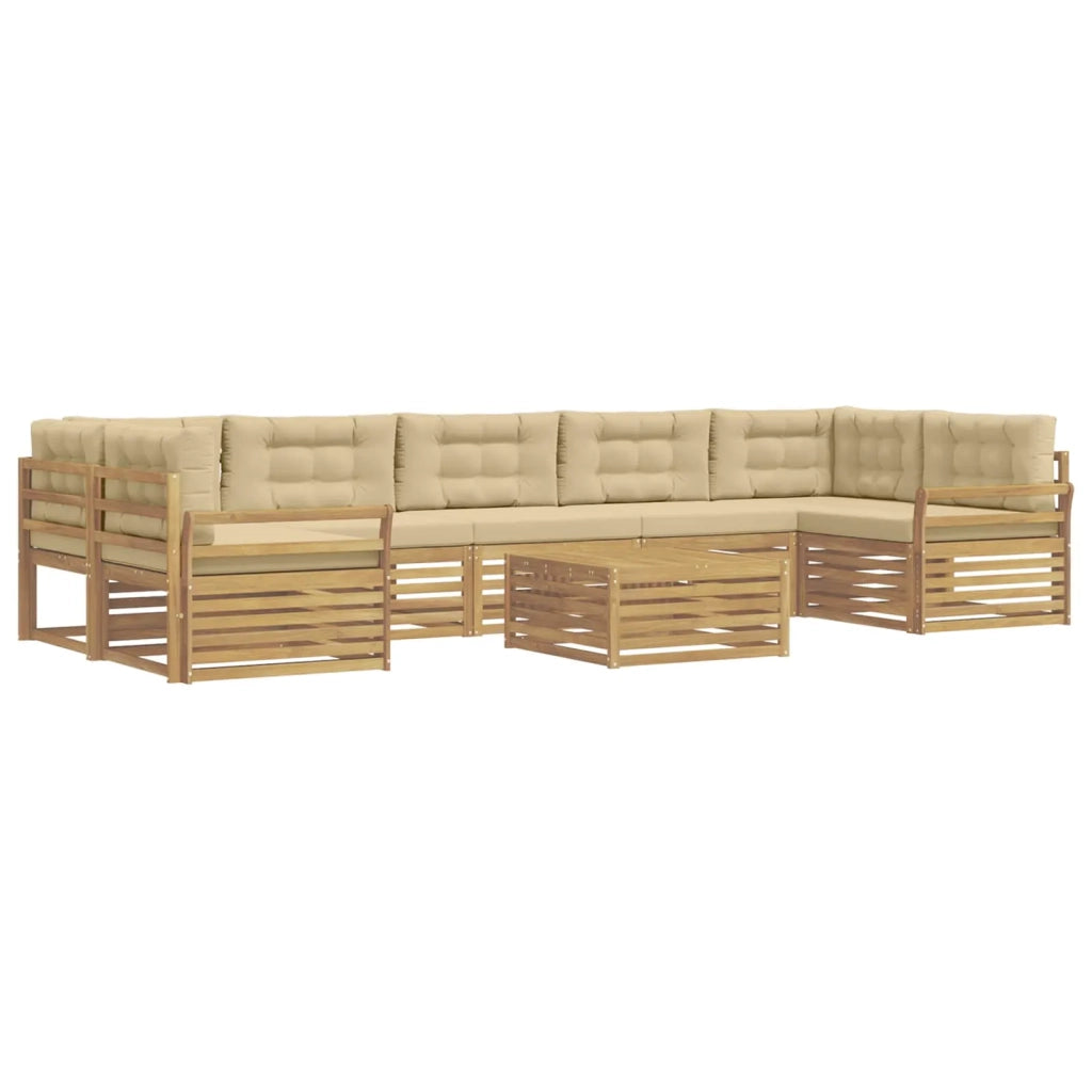 Set di divani da esterno 8 pz Bianco e Beige 3390208