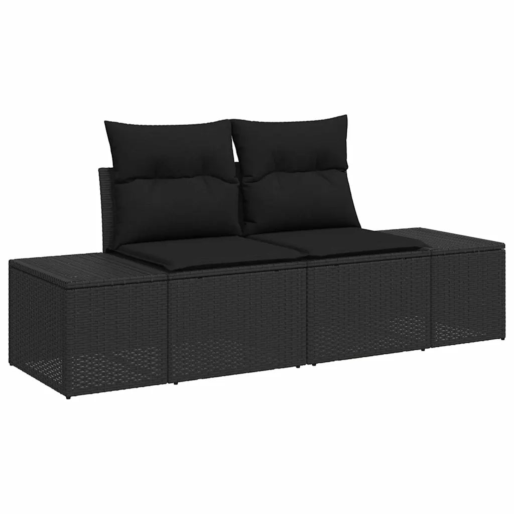 Set Divano da Giardino con cuscino 7 pcs Nero