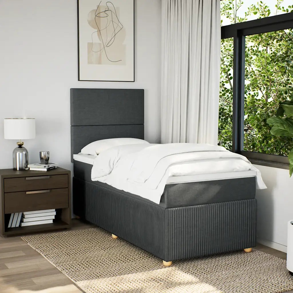 Giroletto a Molle con Materasso Grigio Scuro 80x200 cm Tessuto