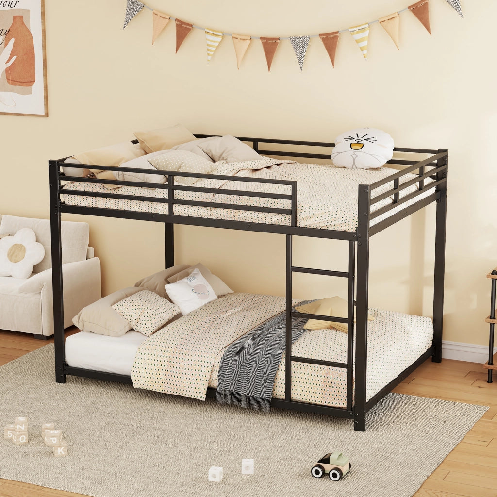Letto a castello 140 x 200 cm per bambini in metallo, stile classico - Nero