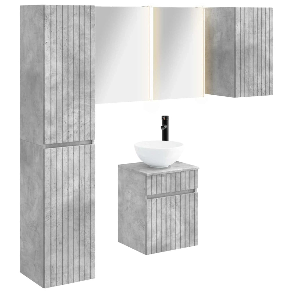 Set di Armadi da Bagno 5 pz Grigio Cemento Legno ingegnerizzato 3407354
