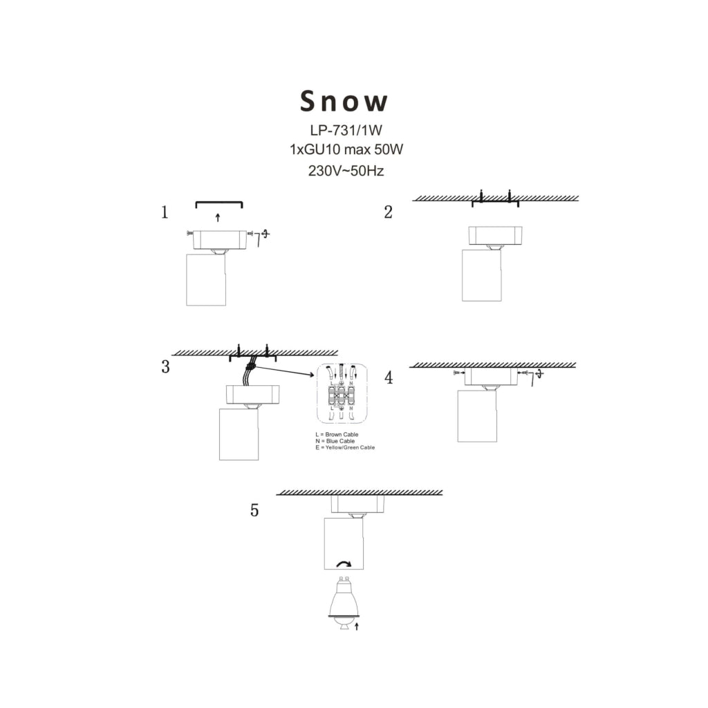 Spot soffitto Snow GU10 nero orientabile Light Prestige