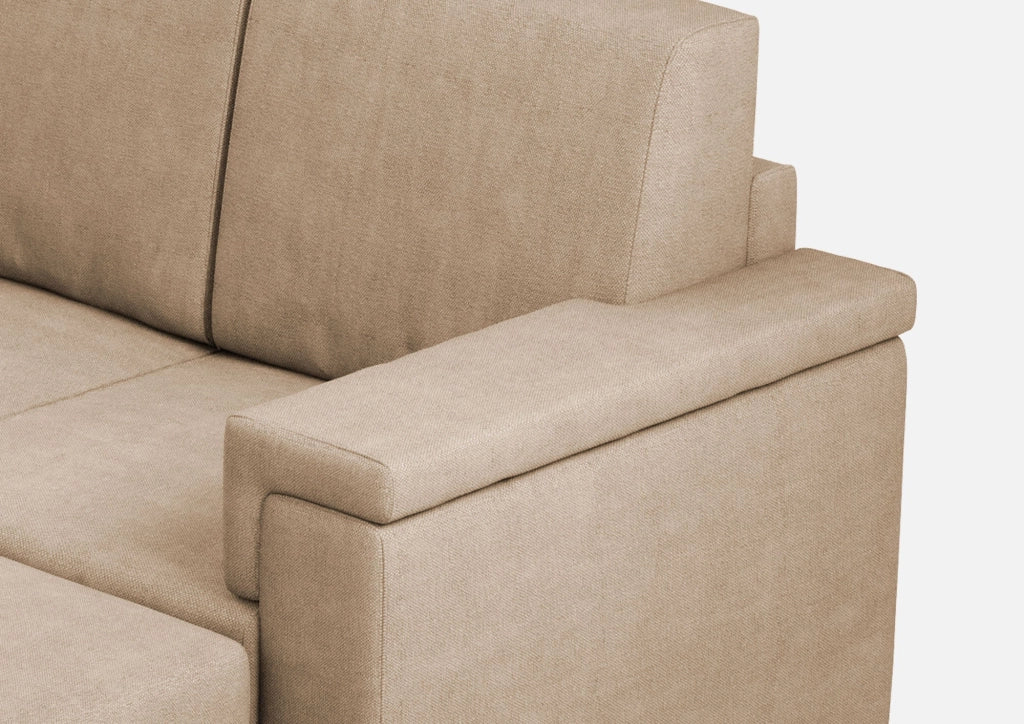 Divano 2 Posti con Pouf 168x145x85 cm Marrak in Tessuto Beige