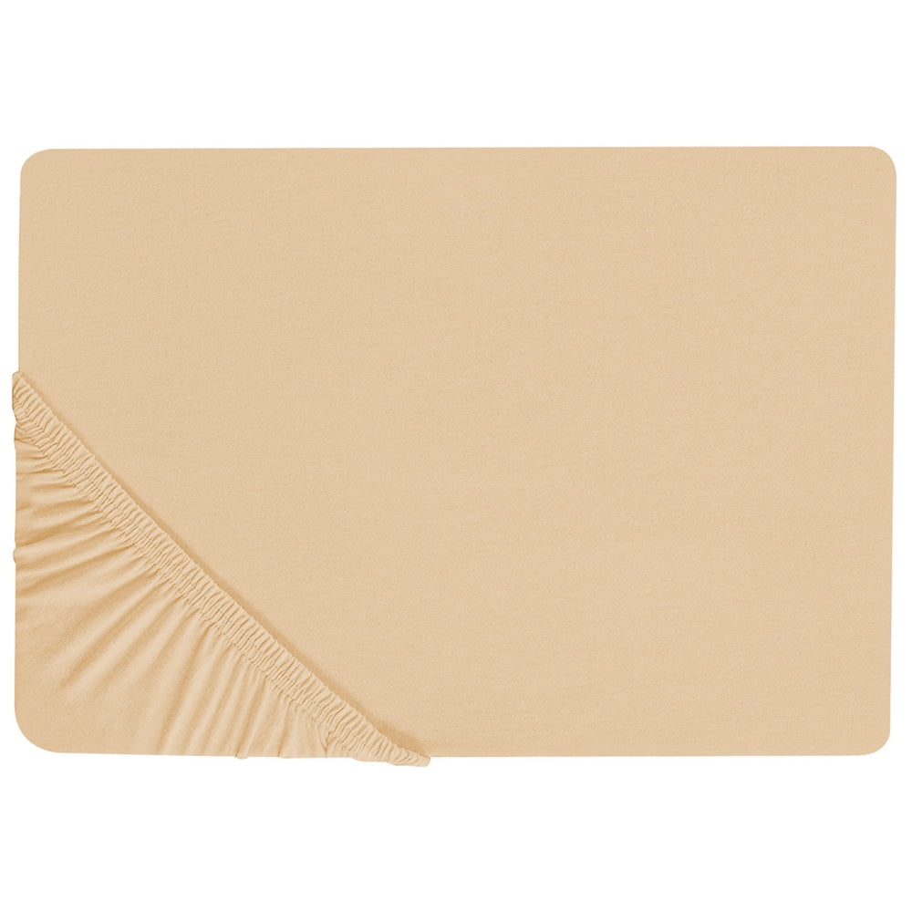 Lenzuolo con angoli cotone beige sabbia 90 x 200 cm con bordi elastici modello classico a tinta unita camera da letto classica