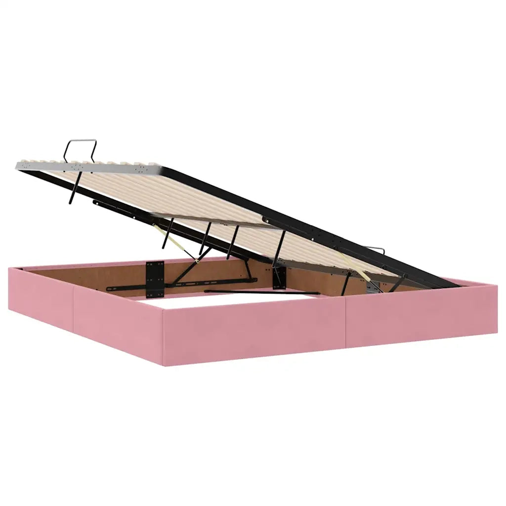 Letto con Contenitore con materasso Rosa 180 x 200 cm Velluto 3370838