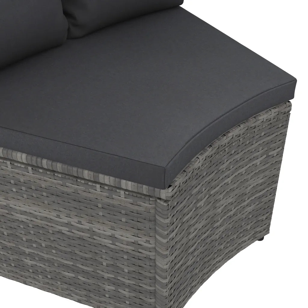 Set Divani da Giardino 5 pz con Cuscini in Polyrattan Grigio