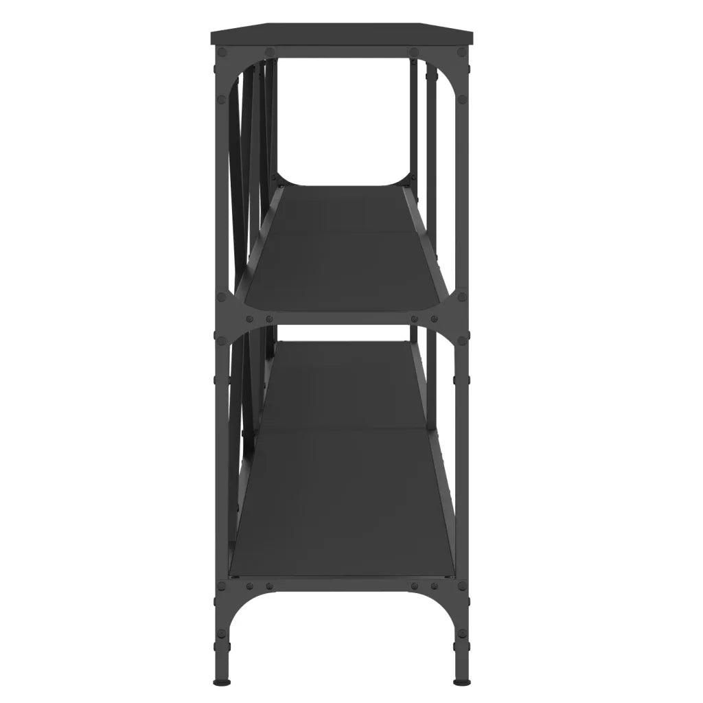 Tavolino Consolle | Tavolo d'Ingresso Nero 200x30x75 cm Legno Multistrato e Ferro