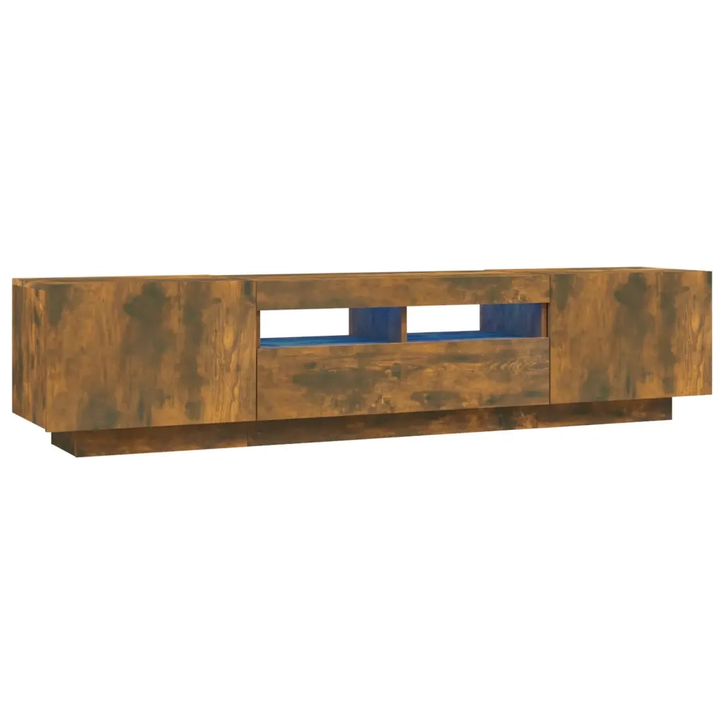 Set Mobili TV 2pz con Luci LED Rovere Fumo in Legno Multistrato 3120167