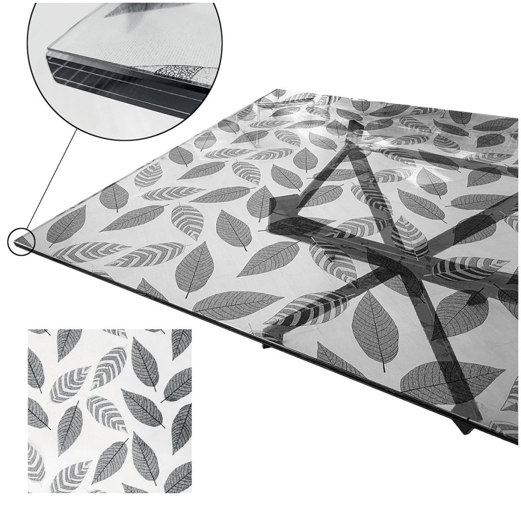Tovaglia Trasparente Decorata Glitterata Pellicola Pvc 100x280 Cm Tavolo Antimacchia Spessa Foglie (B)