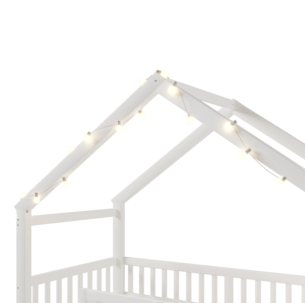 LETTO per bambini a casetta con sponde 90x190 cm in legno bianco