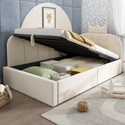 Letto daybed 90x200 cm con contenitore idraulico in velluto beige