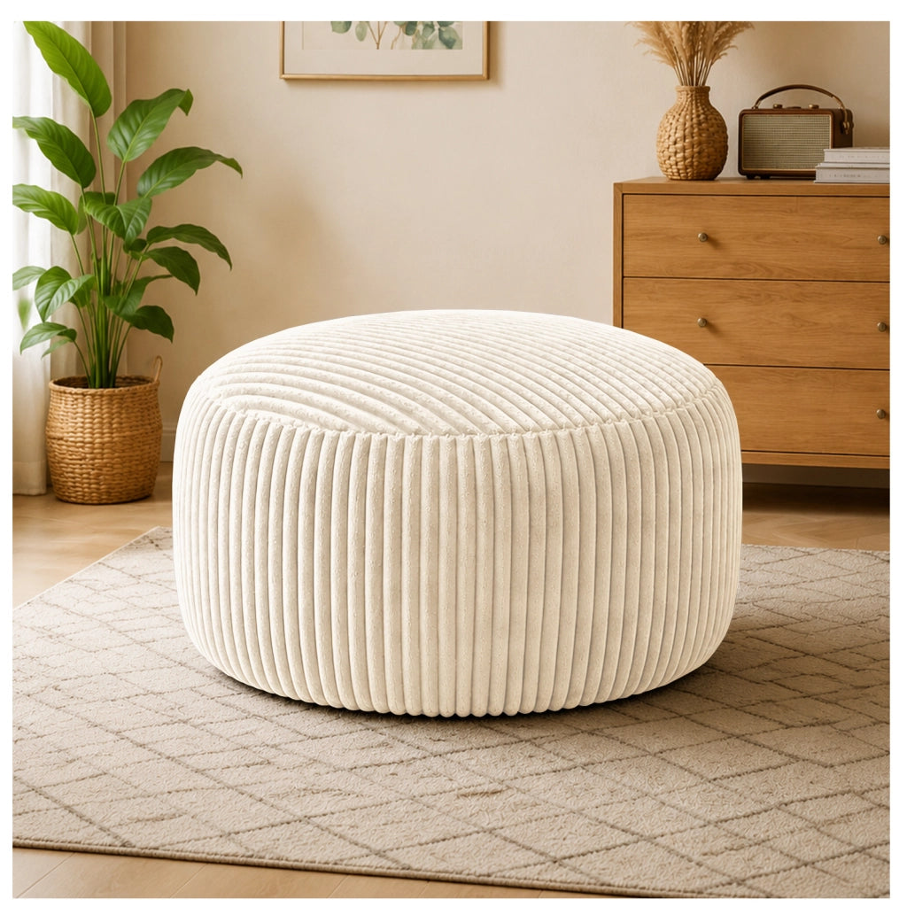 POLTRONA SACCO Rotonda 121,92/182,88 cm in Tessuto a Coste Bianca