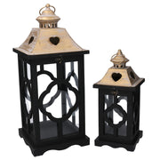 Lanterna legno 1-2 nero cm 21x21h50