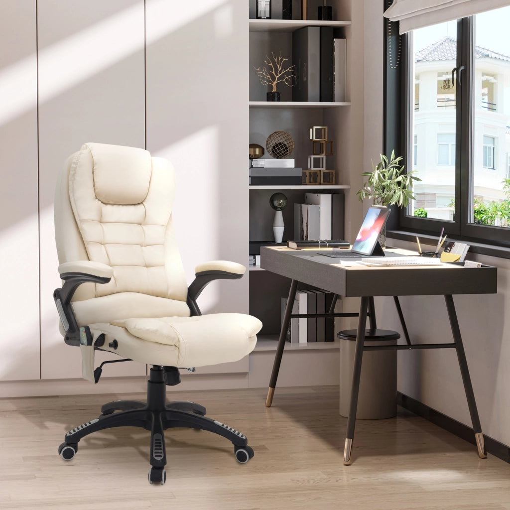 Sedia da ufficio con massaggio e riscaldamento ¨C Minimal ¨C cremewei? e nero