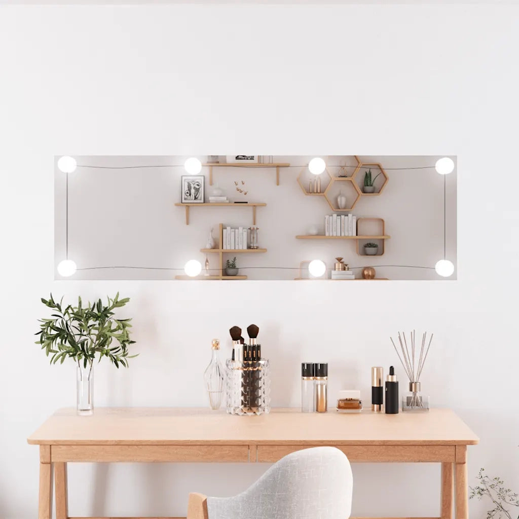 Specchio da Parete con Luci LED-Specchio a Muro-Specchio Decorativo 30x100 cm Vetro Rettangolare