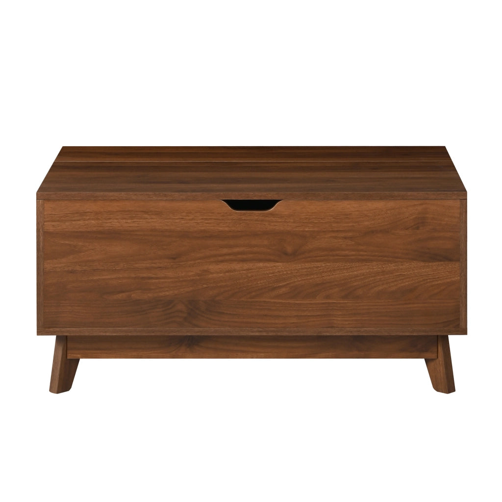 Tavolino da Salotto Moderno in MDF con Piano Regolabile, Porta a Persiana Scorrevole, Finitura Noce, 90x55x57,5 cm