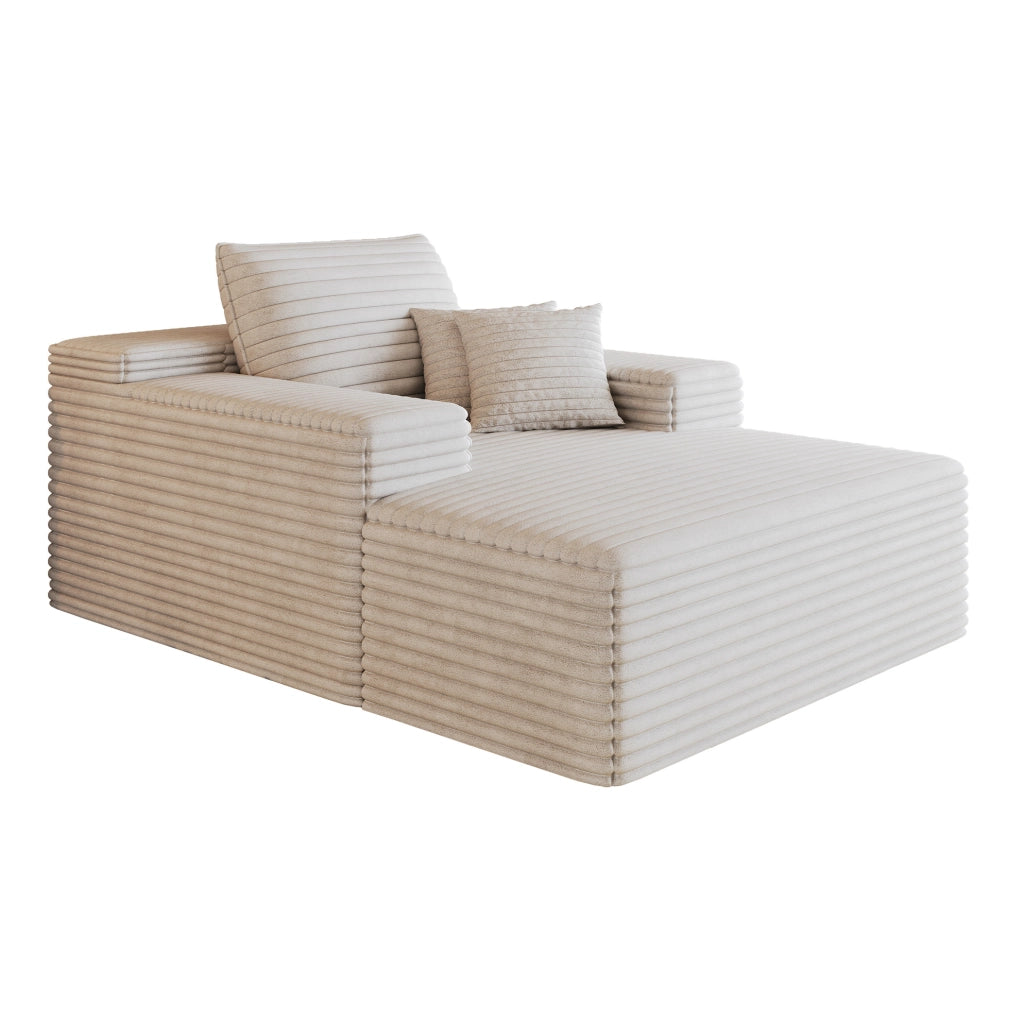 Divano in tessuto con seduta ampia e design modulare, bianco