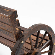 Panchina da Giardino 2 Posti in Legno di Abete Marrone con Braccioli a Ruota, Stile Rustico, 105,5x56x79 cm