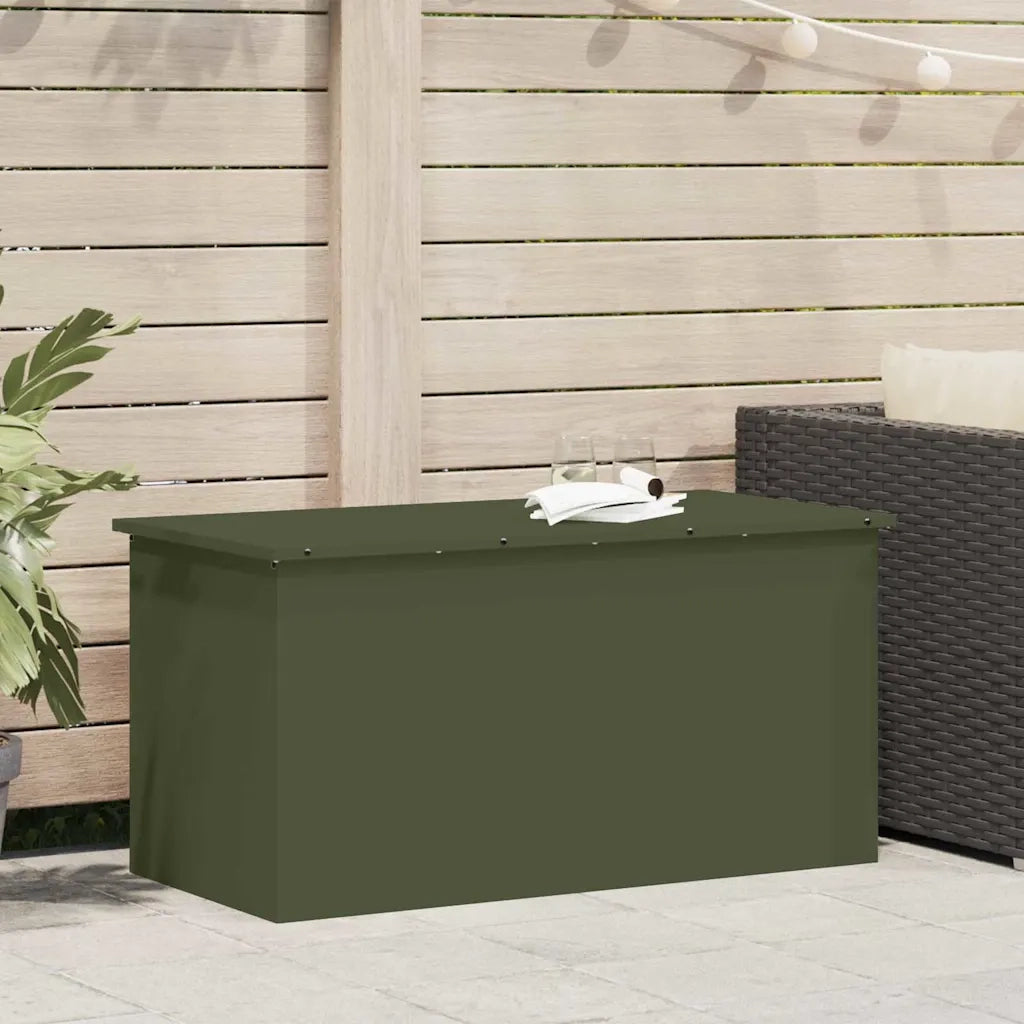 Scatola di Stoccaggio Esterno Verde oliva 100 x 50,5 x 50 cm