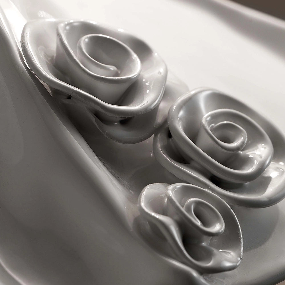 Applique Classica Lecco Metallo E Ceramica Ruggine Decorato 2 Luci E14